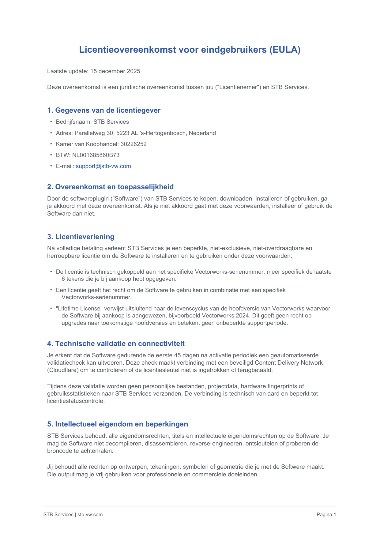 Licentieovereenkomst voor eindgebruikers (EULA) page 1