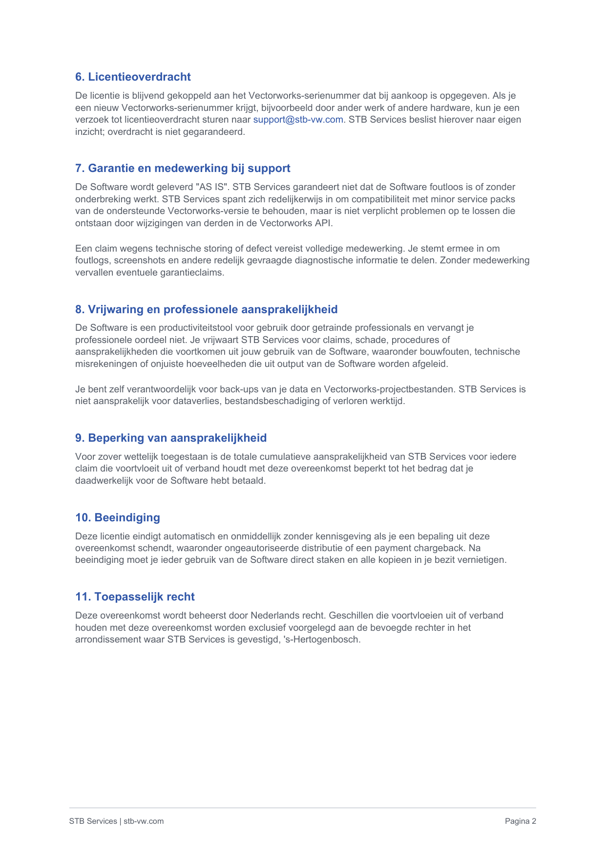 Licentieovereenkomst voor eindgebruikers (EULA) page 2