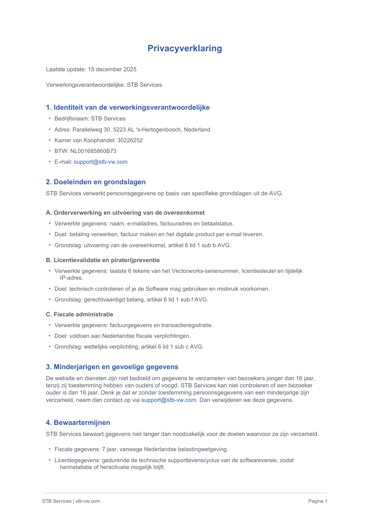 Privacyverklaring page 1
