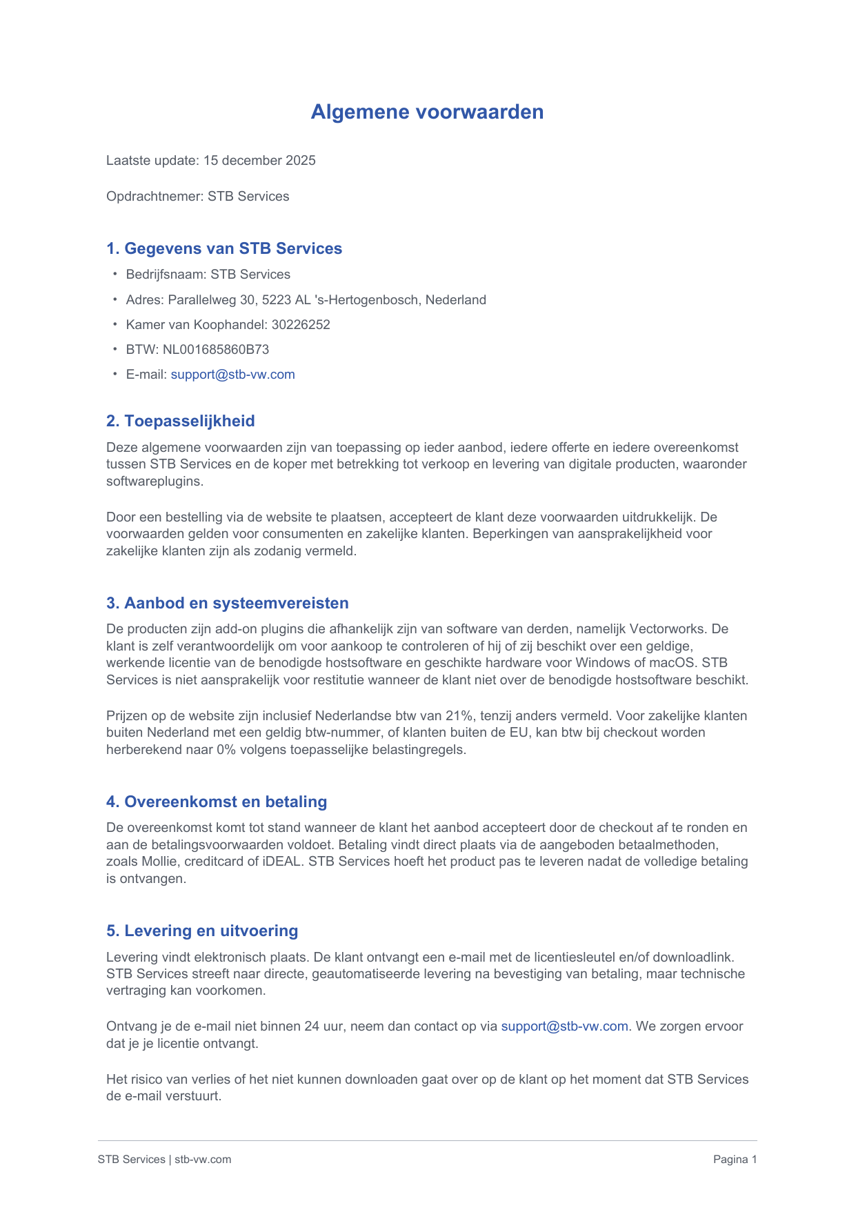 Algemene voorwaarden page 1