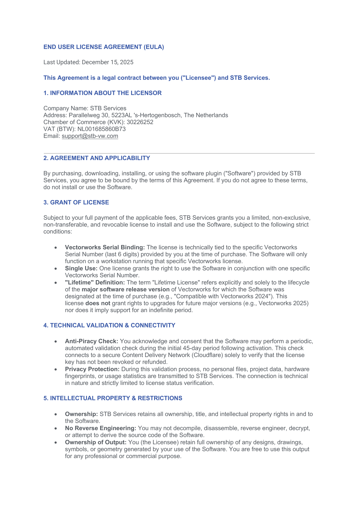 End User License Agreement (EULA) page 1