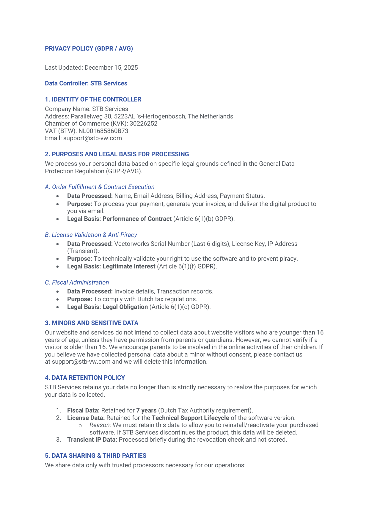 Privacy Policy page 1